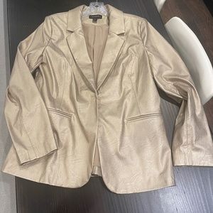 women's Faux leather metallic blazer